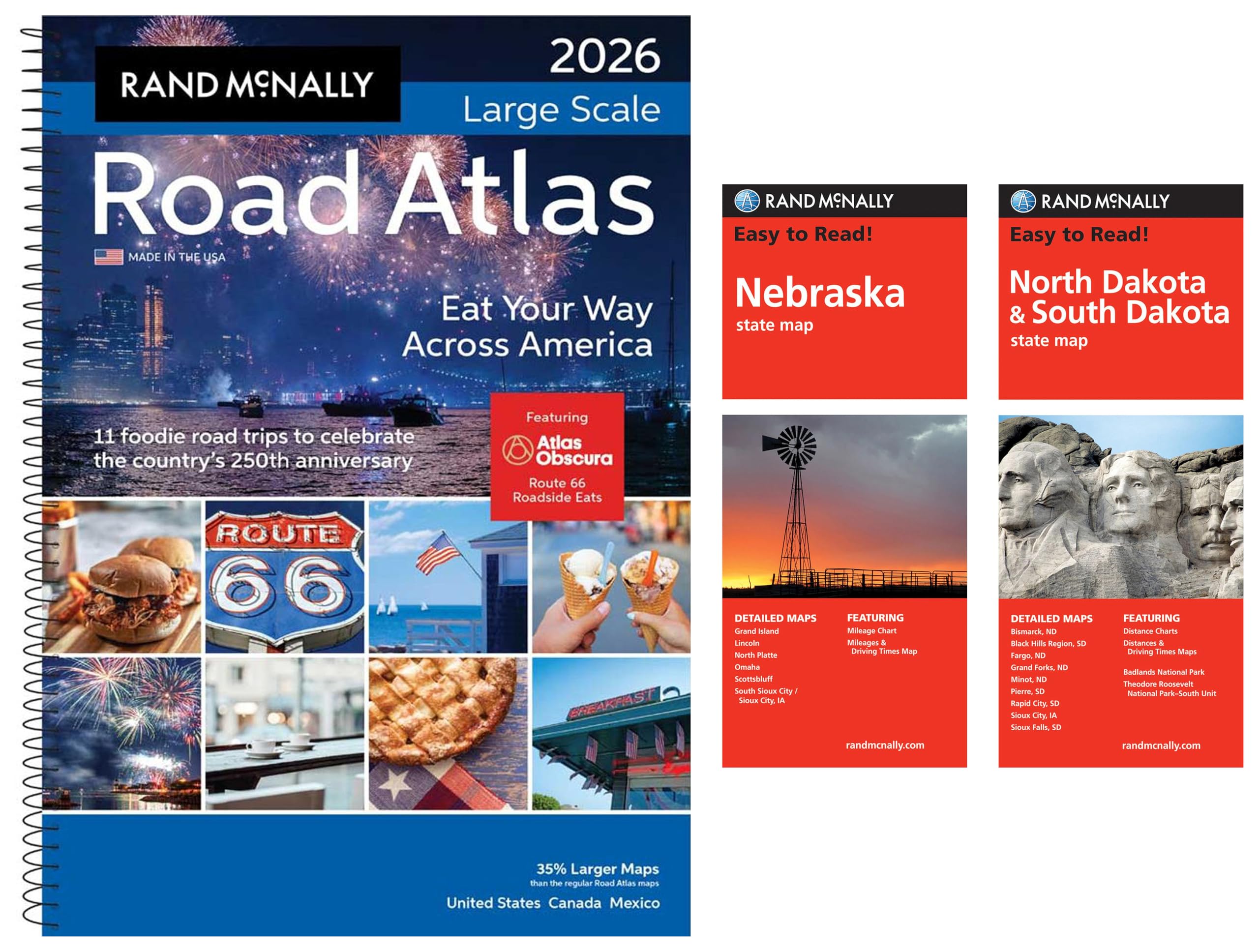 2026 Large Scale Road Atlas with Easy to Read Nebraska & North Dakota/South Dakota State Maps