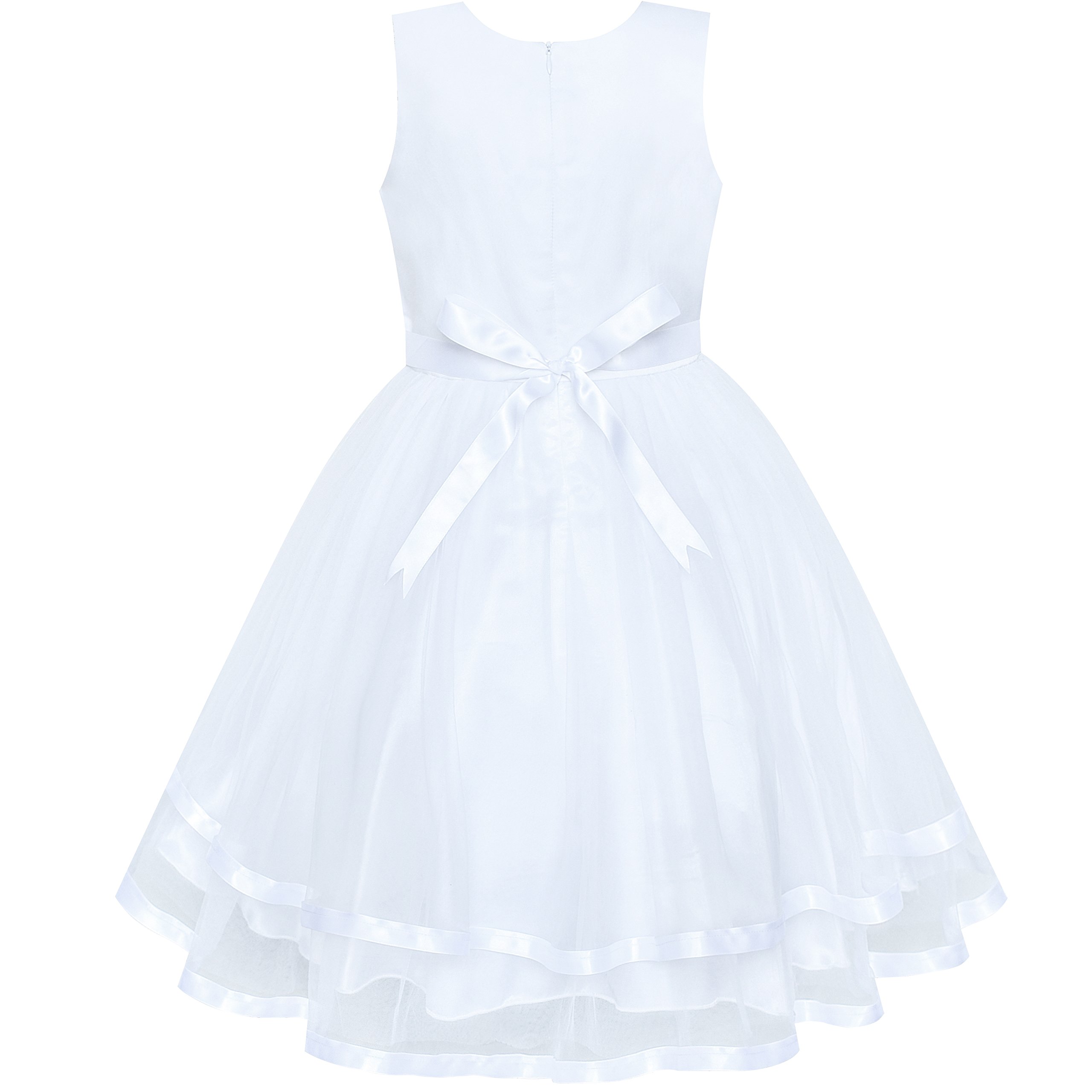 Sunny Fashion Flower Girls Dress Blue Belted Wedding Party Bridesmaid Size 4-12 — view 3
