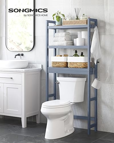 Miniatura 2 de SONGMICS Almacenamiento sobre el inodoro, organizador de baño de 3 niveles con estante ajustable, 10.2 x 24.8 x 66.9 pulgadas, ahorro de espacio,