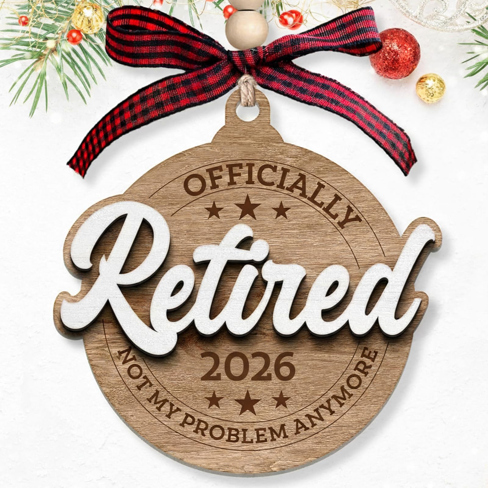 Yunlijia Women's Red-1 Retirement Gifts For Men Wooden Hanging Decoration Retirement Gift Ideas Officially Retired 2026 "Not My Problem Anymore" Suitable For Colleagues, Friends, Family, Boyfriends, Husbands