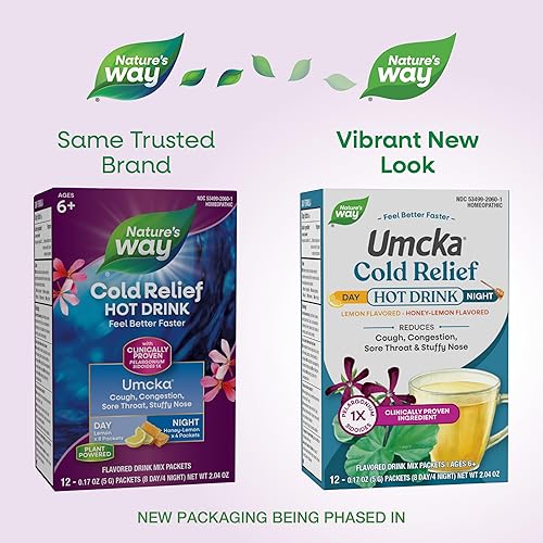 Miniatura 2 de Nature's Way Umcka - Bebida caliente para alivio del frío, homeopática, clínicamente probada Pelargonium Sidoides 1X, para tos, congestión, dolor de