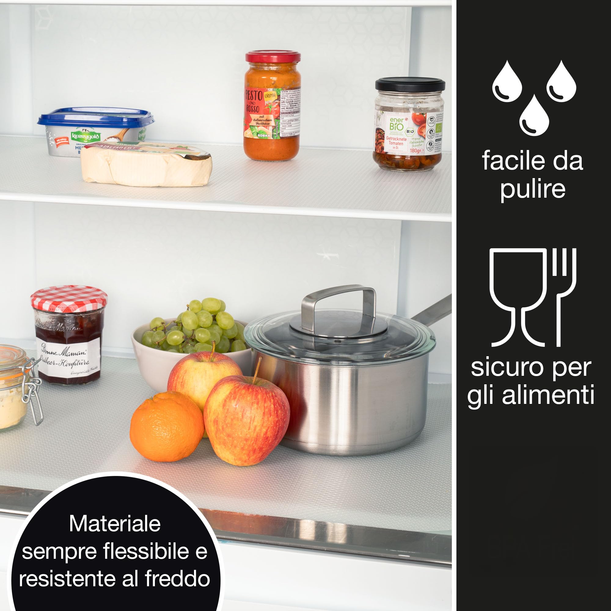 Moritz & Moritz 4x Rivestimento Cassetti Cucina largo 50x150 cm - Tappetino antiscivolo Cucina - Come proteggi Cassetti Cucina Cassetti o Armadi - Incl. 20 adesivi per Lavagne