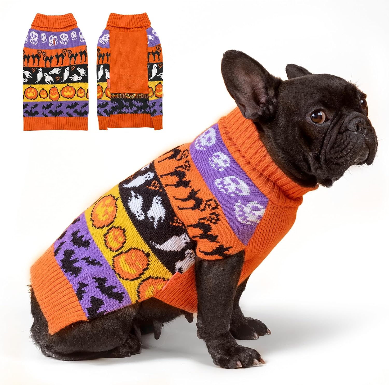 KYEESE Halloween Dog Sweater for Small Dogs Pumpkin Ghost