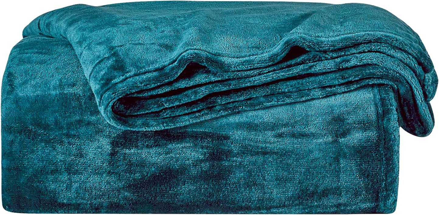 BOURINA Fleece Blanket Flannel Throw Blanket (Teal,King Size) Lightweight Cozy
