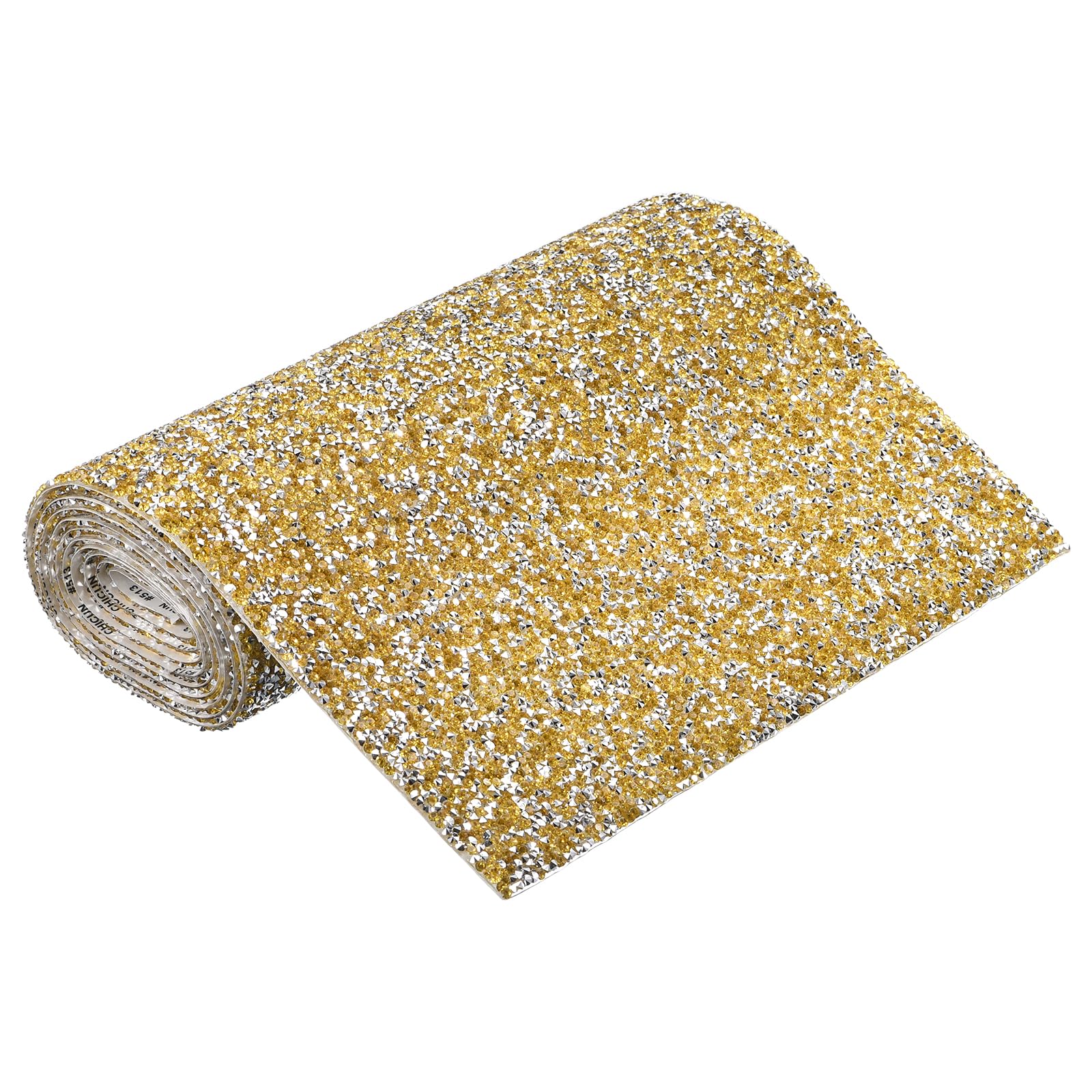 sourcing map Pegatinas de Estrás Brillantes, Pegatinas de Decoración de Resina Autoadhesivas con Lámina de Cristal Brillante Amarillo Plateado para Manualidades y Decoración