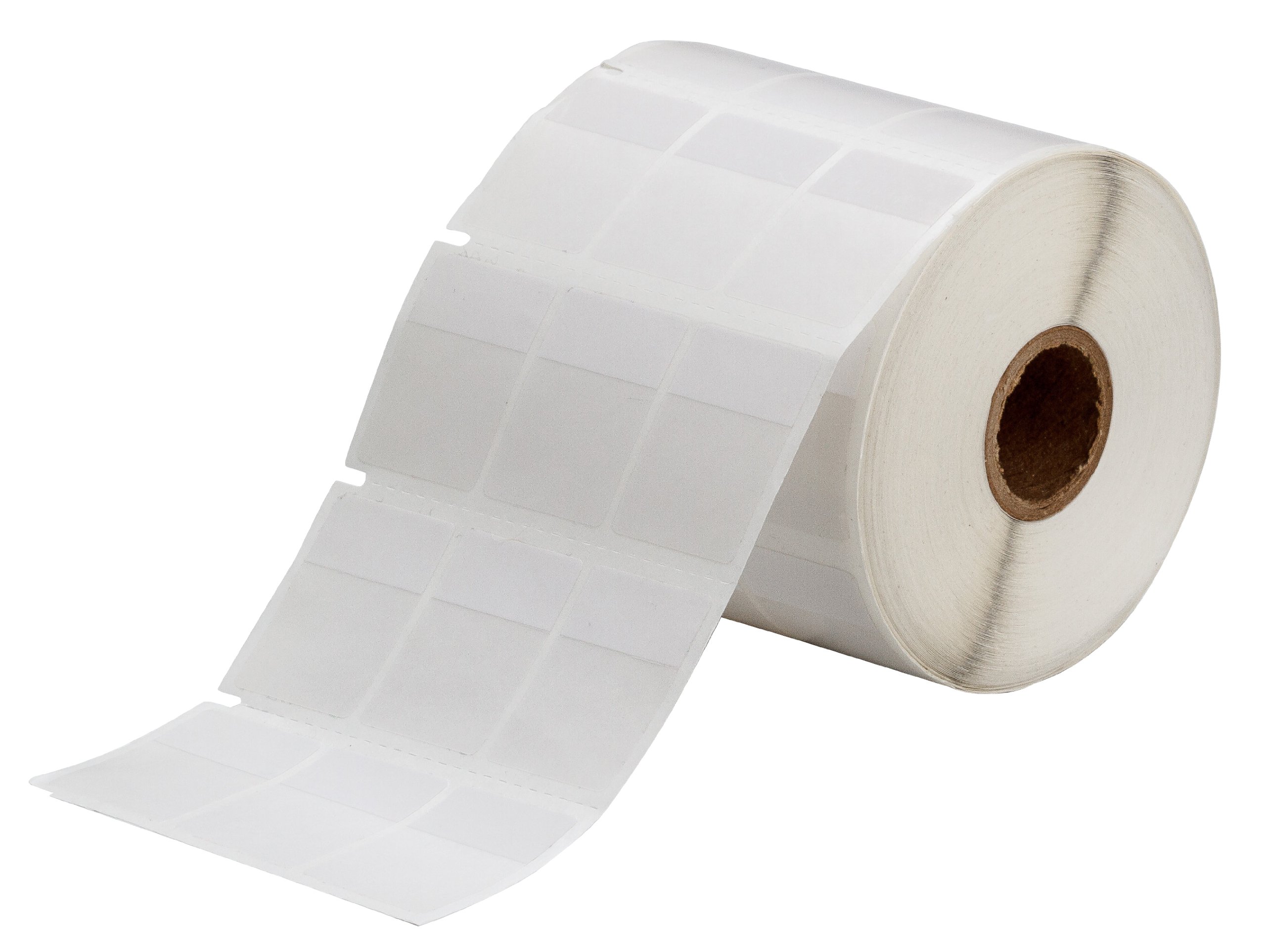 Brady THT-9-427-2.5-SC 1" Width x 1.437" Height, B-427 Self-Laminating Vinyl, Matte Finish White/Translucent Thermal Transfer Printable Label - 1"