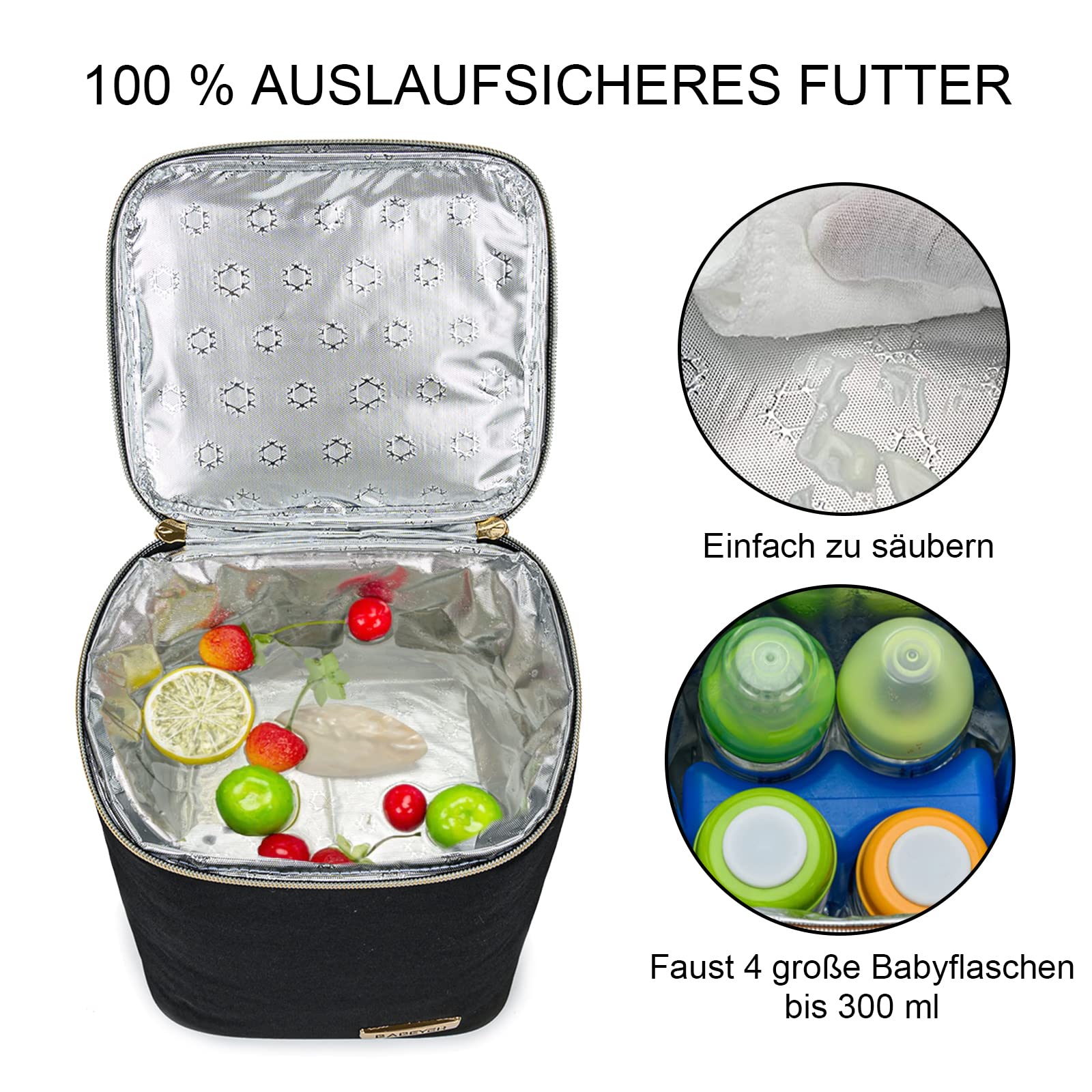 Muttermilch-Kühltasche, isolierte Babyflaschentasche mit Eisbeutel für 4 Flaschen bis zu 270 ml, perfekt für Tagespflege, Reisen, stillende Mütter