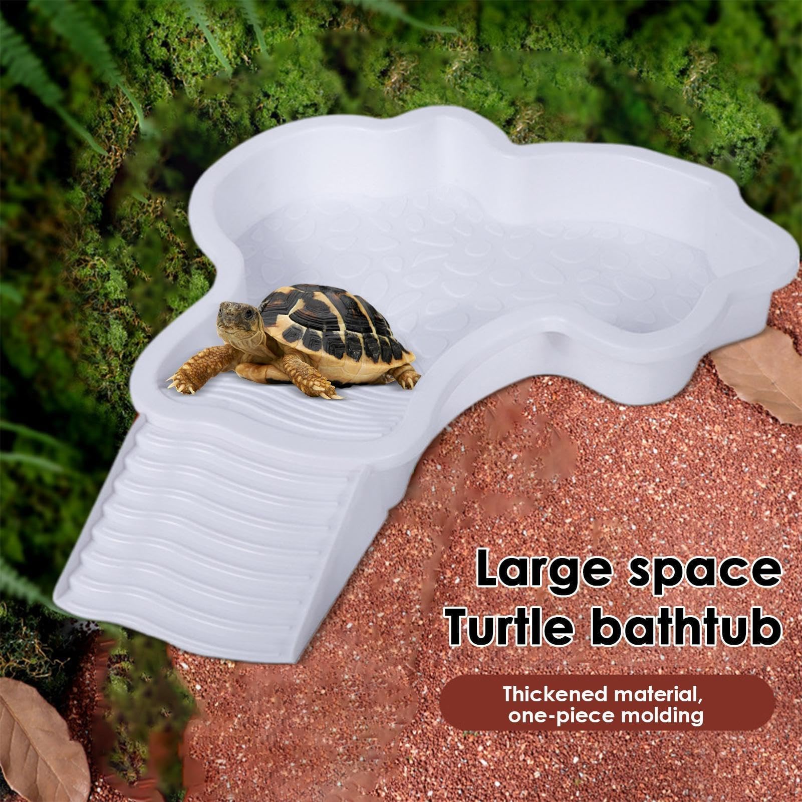 Piscine Tortue Terrestre Mangeoire, Plat D'eau Bassin Pour Tortue De Piscine Avec Rampe, Bol D'eau Pour Reptiles Avec Échelle, Bassin De Douche Pour Terrasse (A