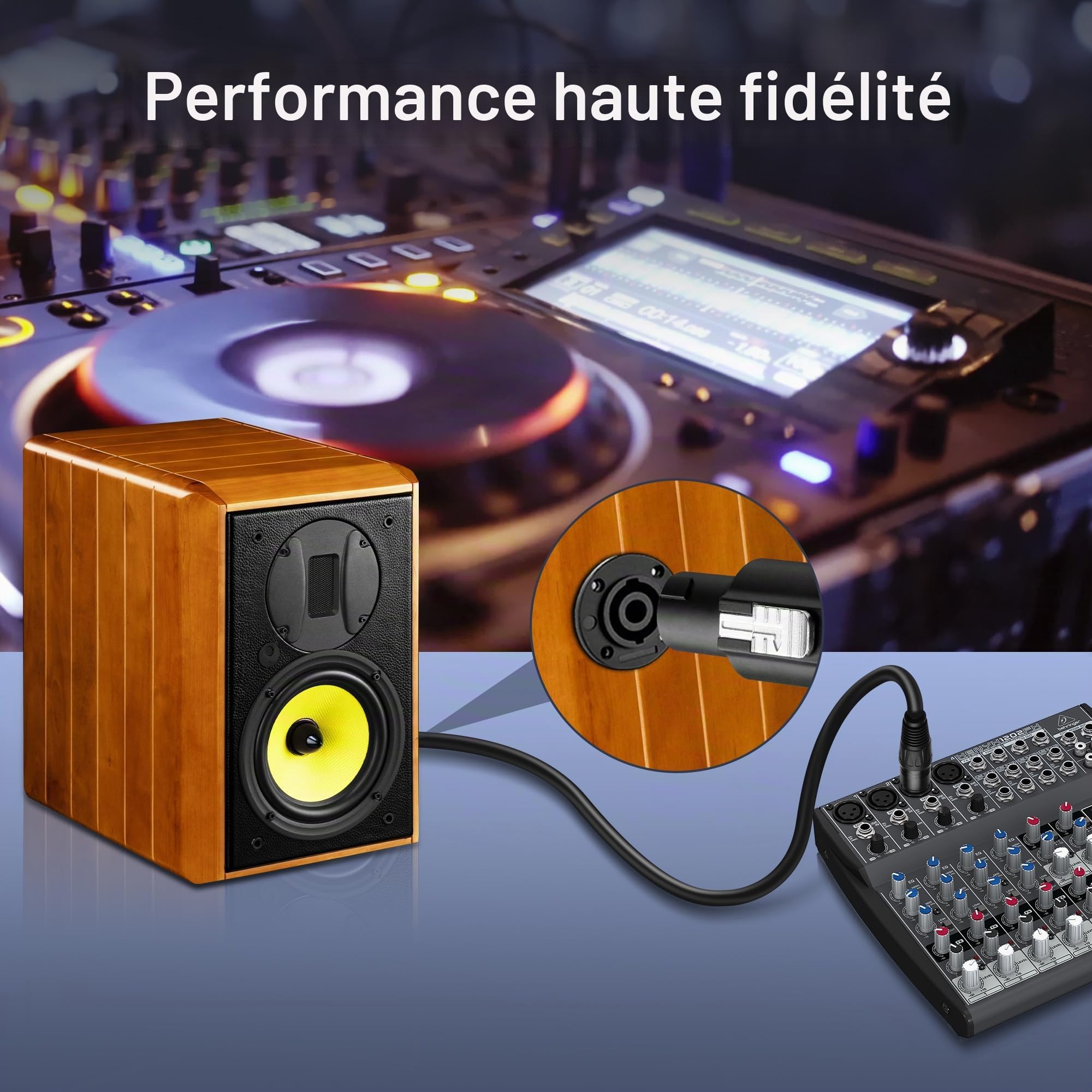 SinLoon Câble Speakon vers XLR, 18 AWG Speakon vers XLR femelle à 3 broches, câble d'extension audio avec Twist Lock pour amplificateur Pro DJ PA Stage (1,8 m mâle Speakon)