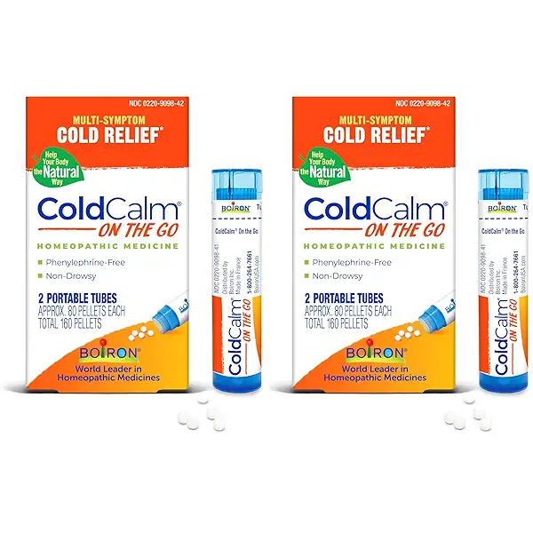 Boiron ColdCalm On The Go Cold Relief for Sneezing, Runny Nose, Nasal Congestion, and Sore Throat - 80 Count,(Pack of 4) 1