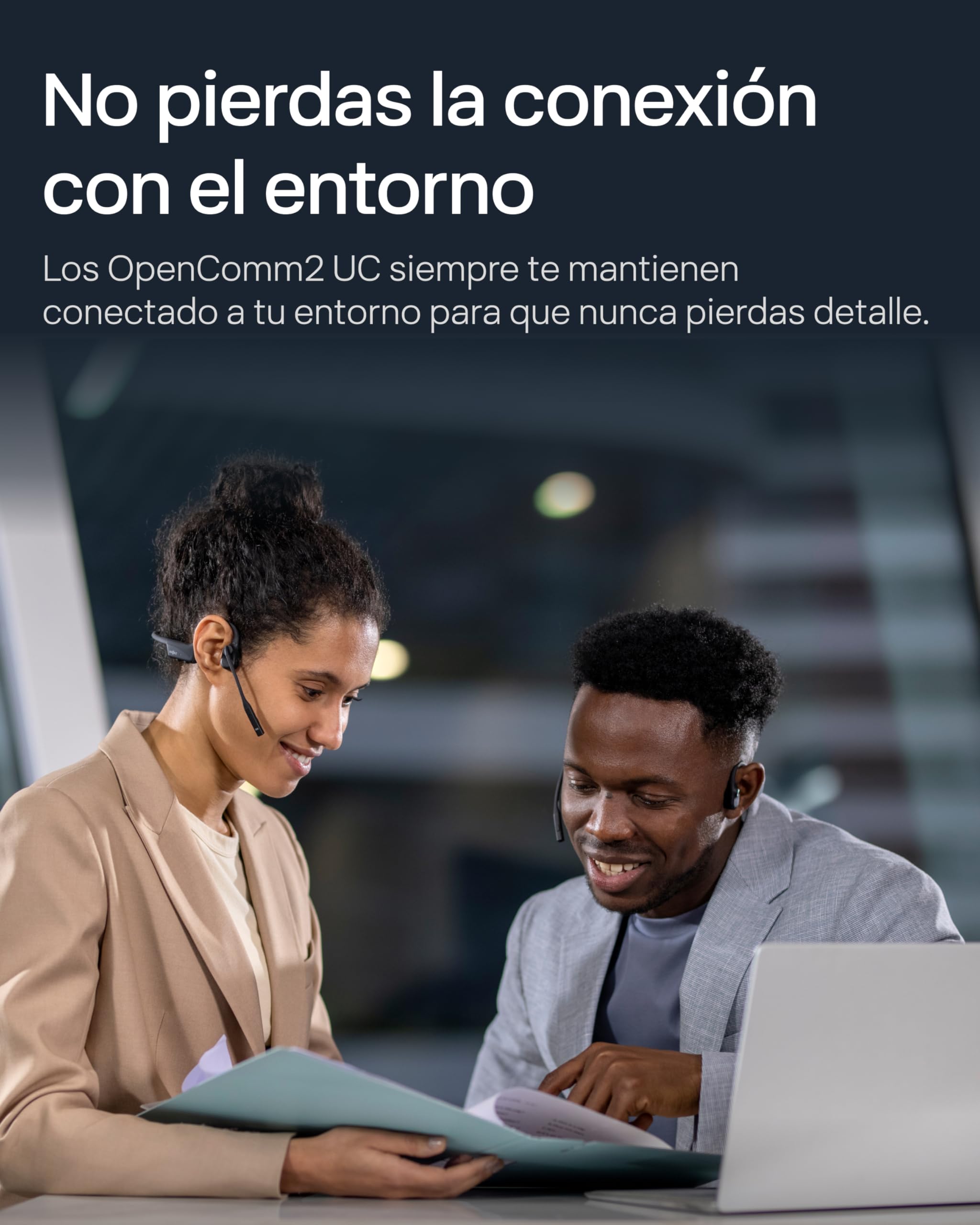 SHOKZ OpenComm2 UC 2025 Upgrade Auriculares Conducción Ósea,Adaptador USB-A | 16h Conversación |Adaptador USB-A | Bluetooth |Micrófono| Oído Abierto | Carga Rápida | para Office | Carga Tipo C