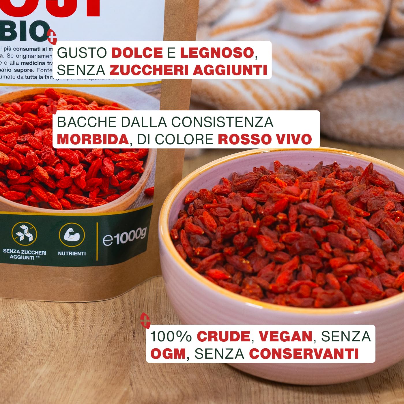 Bacche di Goji BIO 1KG | Himalaya, Essiccate al sol, Senza Zuccheri Aggiunti | 100% crude | Qualità Superiore
