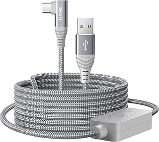 USB C Link Cable 20ft/6M, Quest Link Cable Braided 90 Degree with Signal Booster 5Gbps Fast Data Transfer USB C Charging Cable Compatible for Oculus Quest 1/2,Oculus Quest-Virtual Reality Headset