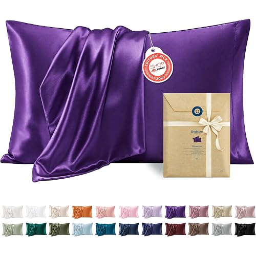 Bedsure Satin Pillowcase Queen Set of 2, Similar to Silk Pillow Case Purple