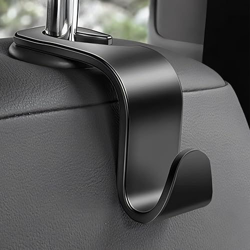 Miniatura 3 de Paquete de 4 ganchos para reposacabezas de asiento de automóvil, soporte organizador universal para asiento de automóvil (negro)