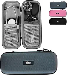 Capa rígida estetoscópio de precisão da Vive – Capa protetora com alça – Suporte de viagem para esfigmomanômetro – Serve para marcas Vive Precision e outras marcas de cardiologia –