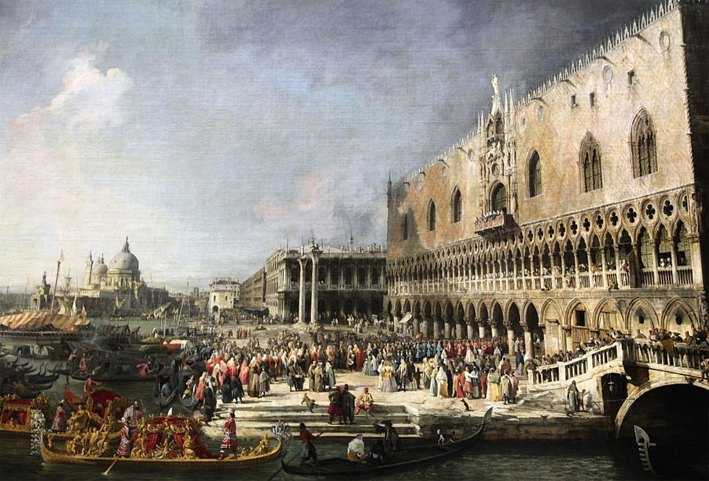 ARTXLXXBN Famous Prints Artwork Pictures Poster Painting Art Reception of the French Ambassador by Canaletto Artwork Landscape Pictures for Home Decor 60x90cm