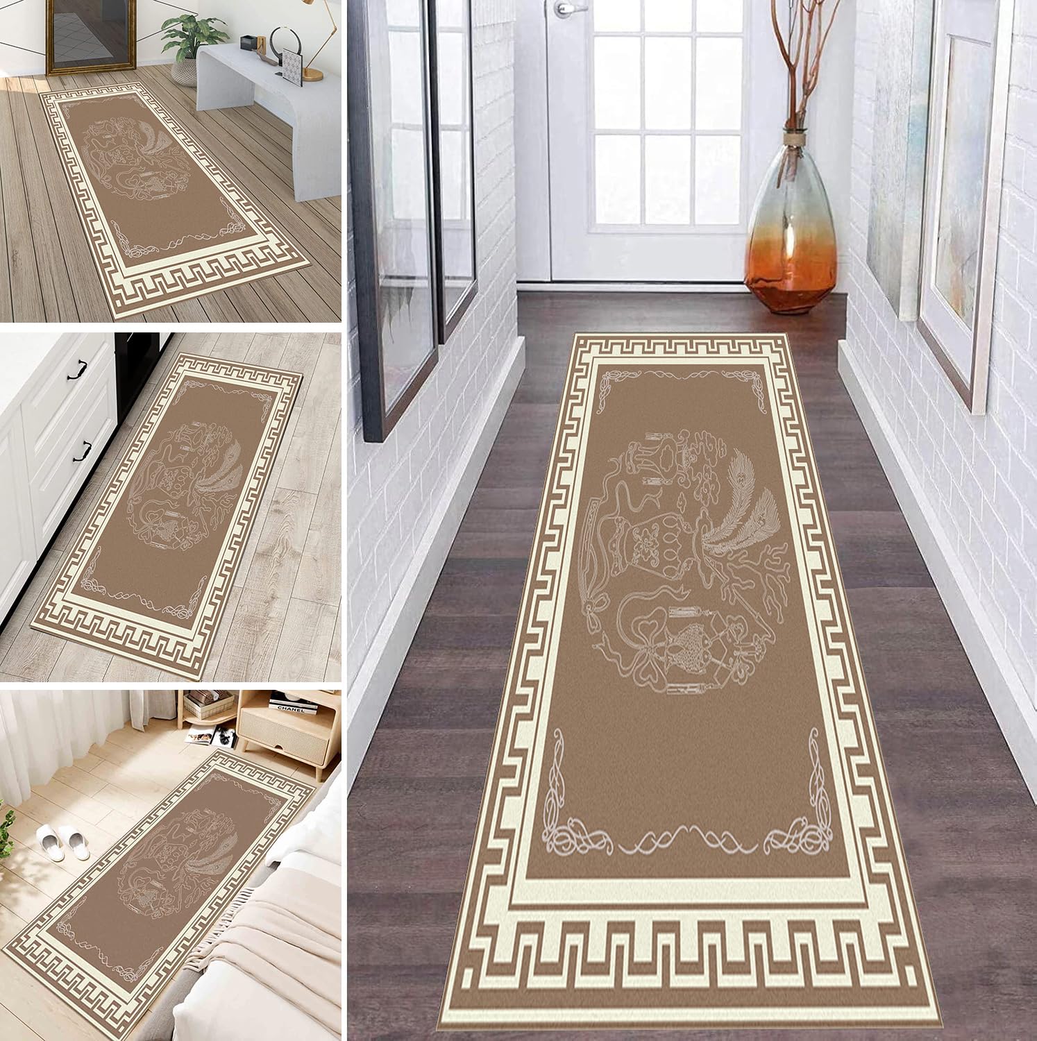 Tapis de cuisine antidérapant à fleurs bohèmes pour égayer la buanderie