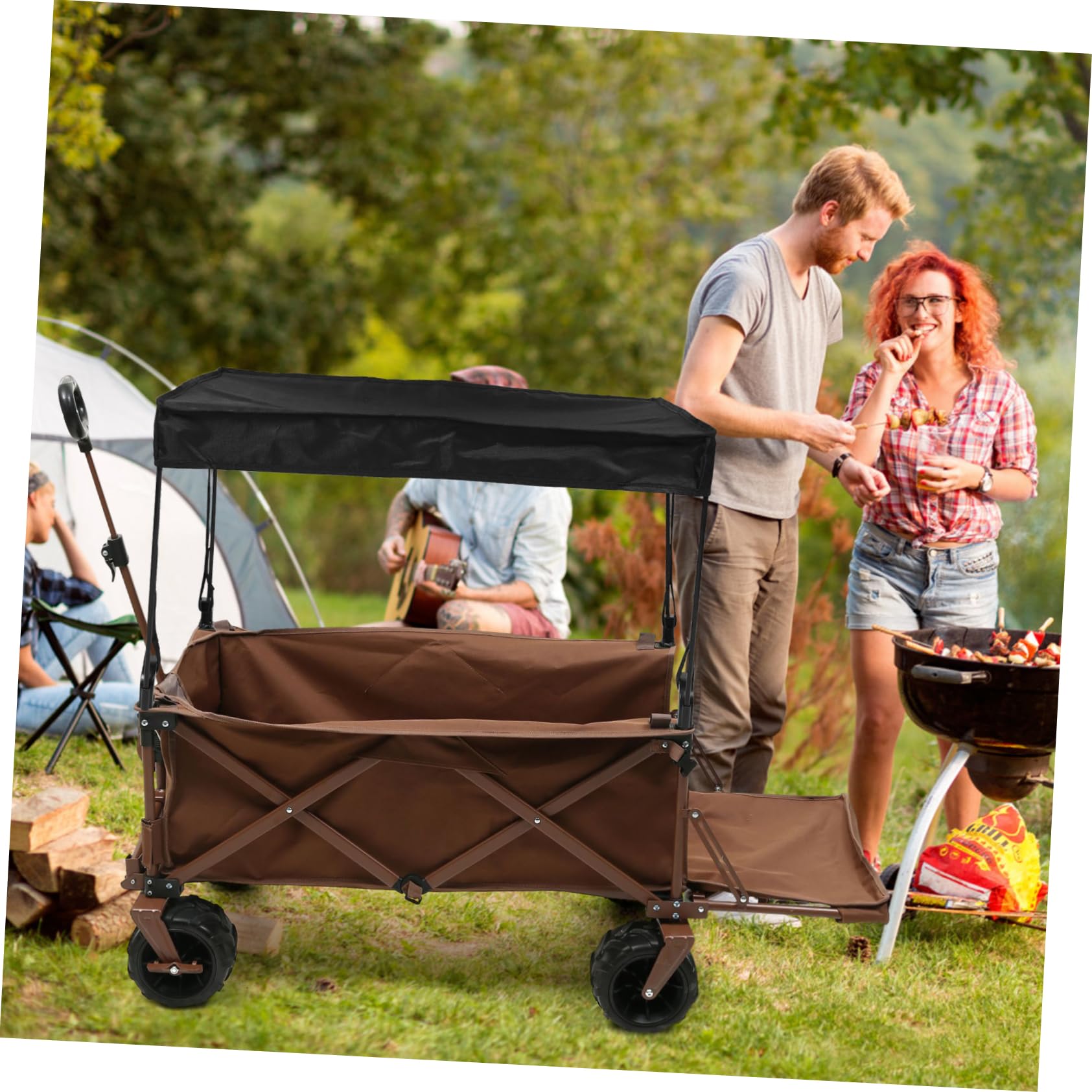 Cubierta Plegable para Carrito de Camping Negro Parasol | Protección UV Lluvia, Montaje Rápido, Diseño Plegable, para Exteriores y Puestos de Mercado