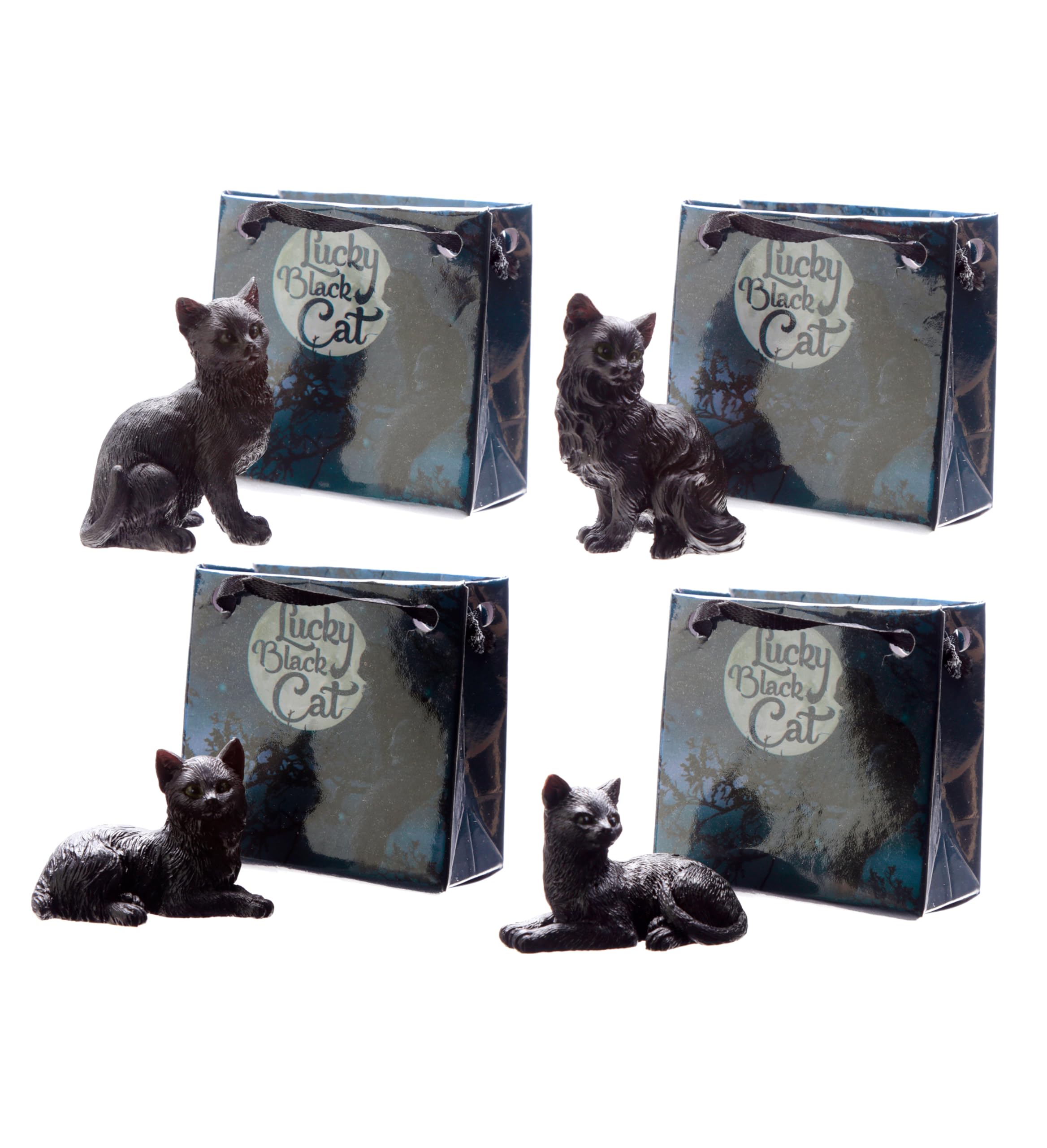 Puckator Lucky Black Cat in a Mini Gift Bag - Ornaments For The Living Room Home - Gothic Witch Gifts - Cute Goth Gifts For Women - Ornament Ornaments For Cat Lovers - Home Decor - Figurine
