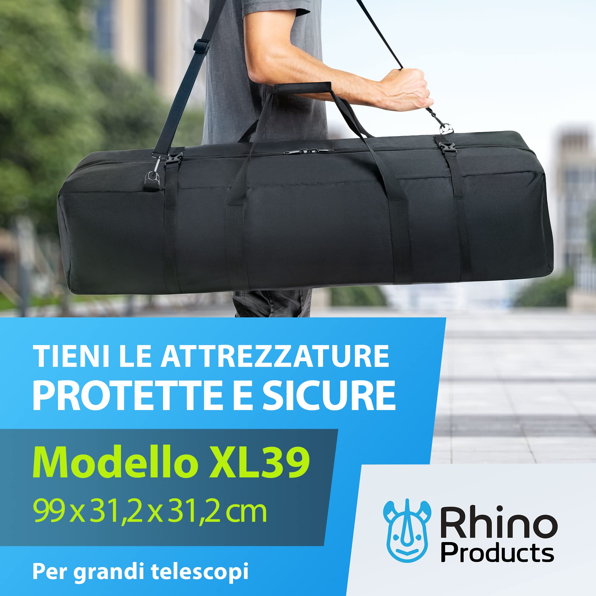 Borsa Multiuso per Telescopio Custodia per telescopio antiurto con tracolla regolabile e spazio extra, per uso militare, idrorepellente di Rhino