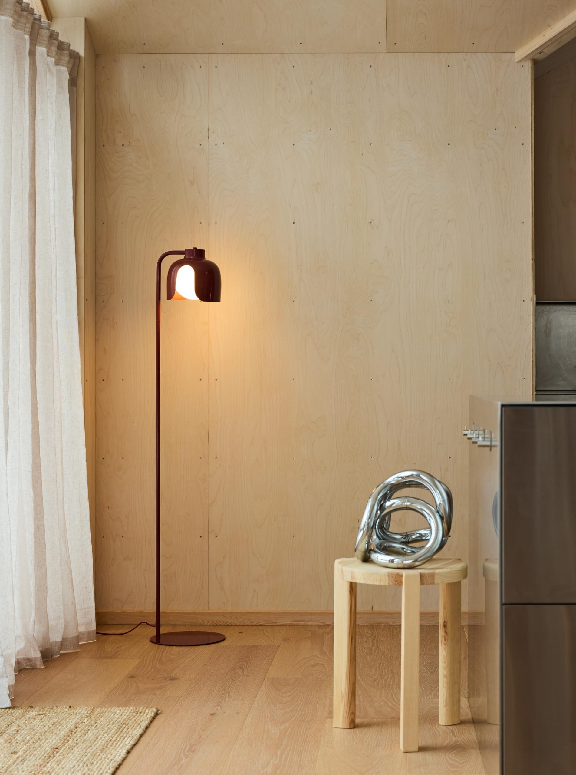OSRAM Lampada da terra DECOR Corolle, vetro in metallo rosso, versione E27, cavo in tessuto, stile retrò, diametro 270mm