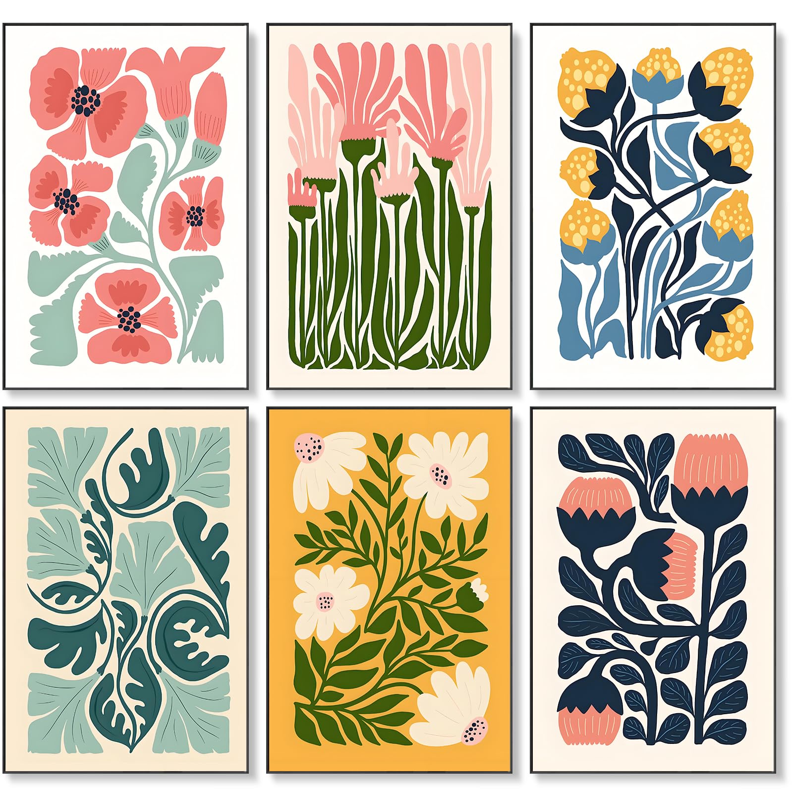 Photo 1 of 6 Pack Paint by Numbers Kit for Adults Beginner, Flower Adult Paint by Number Kits on Canvas Without Frame, Easy Flowers DIY Acrylic Oil Painting by Numbers Kits, Perfect for Home Decor 8x12 Inch