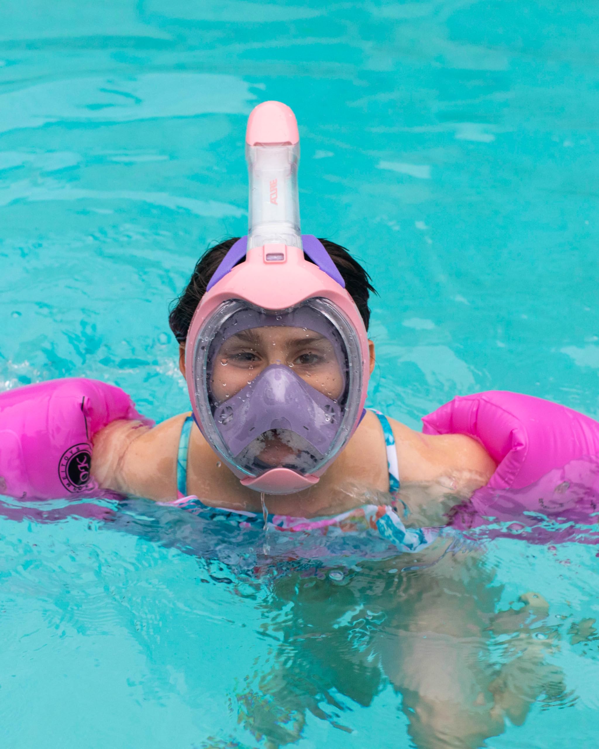 ACURE Maska do Nurkowania dla Dzieci z Pełną Twarzą - Antyzaparowy Sprzęt do Snorkelingu, Maska do Snorkelingu dla Początkujących Pływaków w Wieku od 3-8 Lat (2PCS, Fioletowo-różowy & Fioletowo-niebi)