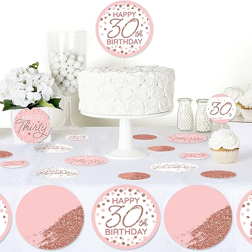 Miniatura 4 de Big Dot of Happiness 30 cumpleaños de oro rosa rosa Confeti de círculo gigante para fiesta de feliz cumpleaños Decoraciones de fiesta Confeti
