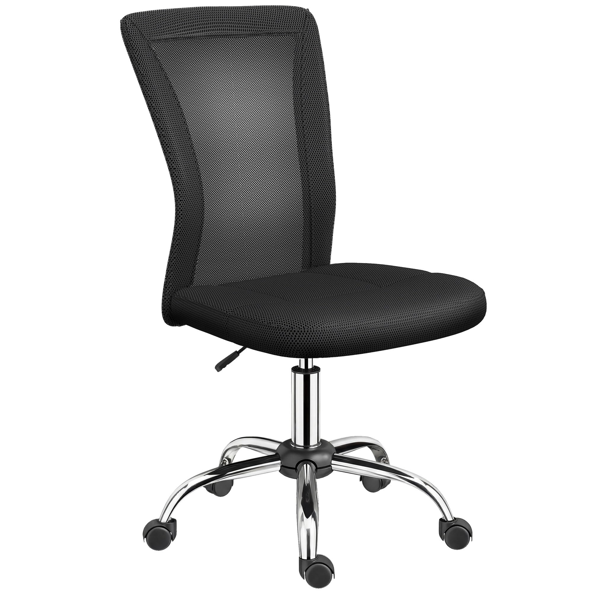 Vinsetto Silla de Oficina de Malla Silla de Escritorio Giratoria sin Brazos con Altura Ajustable Carga 100 kg para Estudio Despacho 43x58x90-100 cm Negro