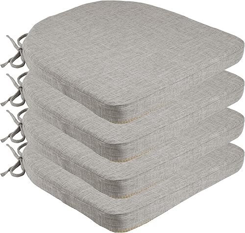 Juego de 4 cojines para sillas de comedor en forma de U de 17 x 17 x 2 pulgadas, cojín antideslizante para asiento de oficina y sillas de cocina con