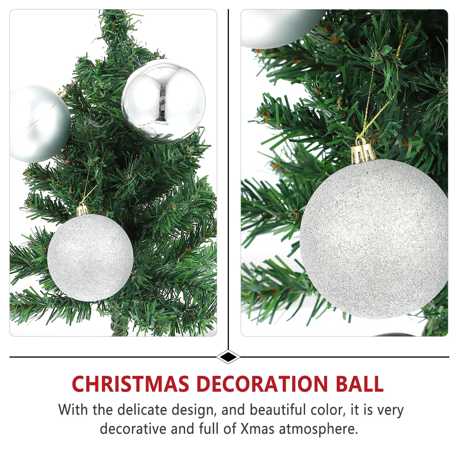 TOYANDONA 24 Stück Weihnachtskugeln 8cm Silber Glänzend Kunststoff Dekorative Christbaumkugeln Hängende Baum Anhänger für Weihnachtsdeko Wohnzimmer Party
