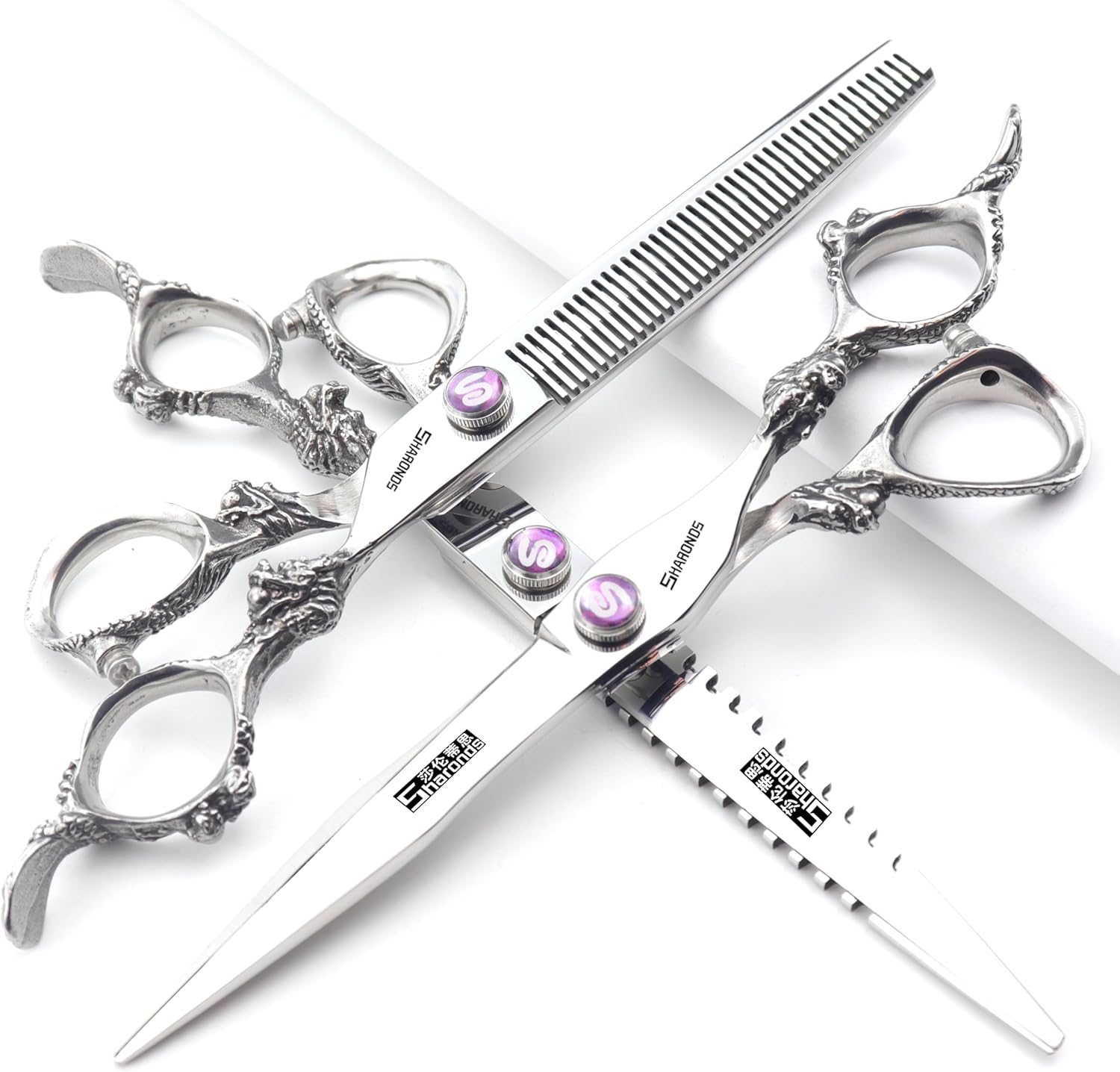 Purple Professional Hairdressing Scissors Hairdresser Hairstylist Cutting Hair & Thinning Hairdressing Scissor (6-inch 2pc)