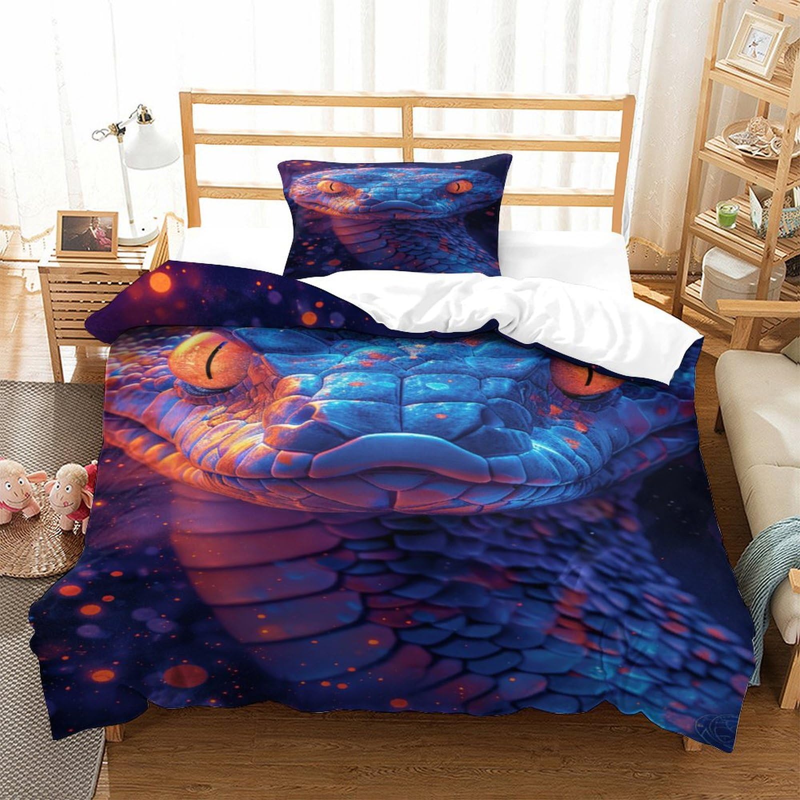 P1S9U7W5Y 3D Printed Mystic Dragon Duvet Cover Set 3pcs Microfiber Fantasy Dragon Bedding Set Single（135x200cm）