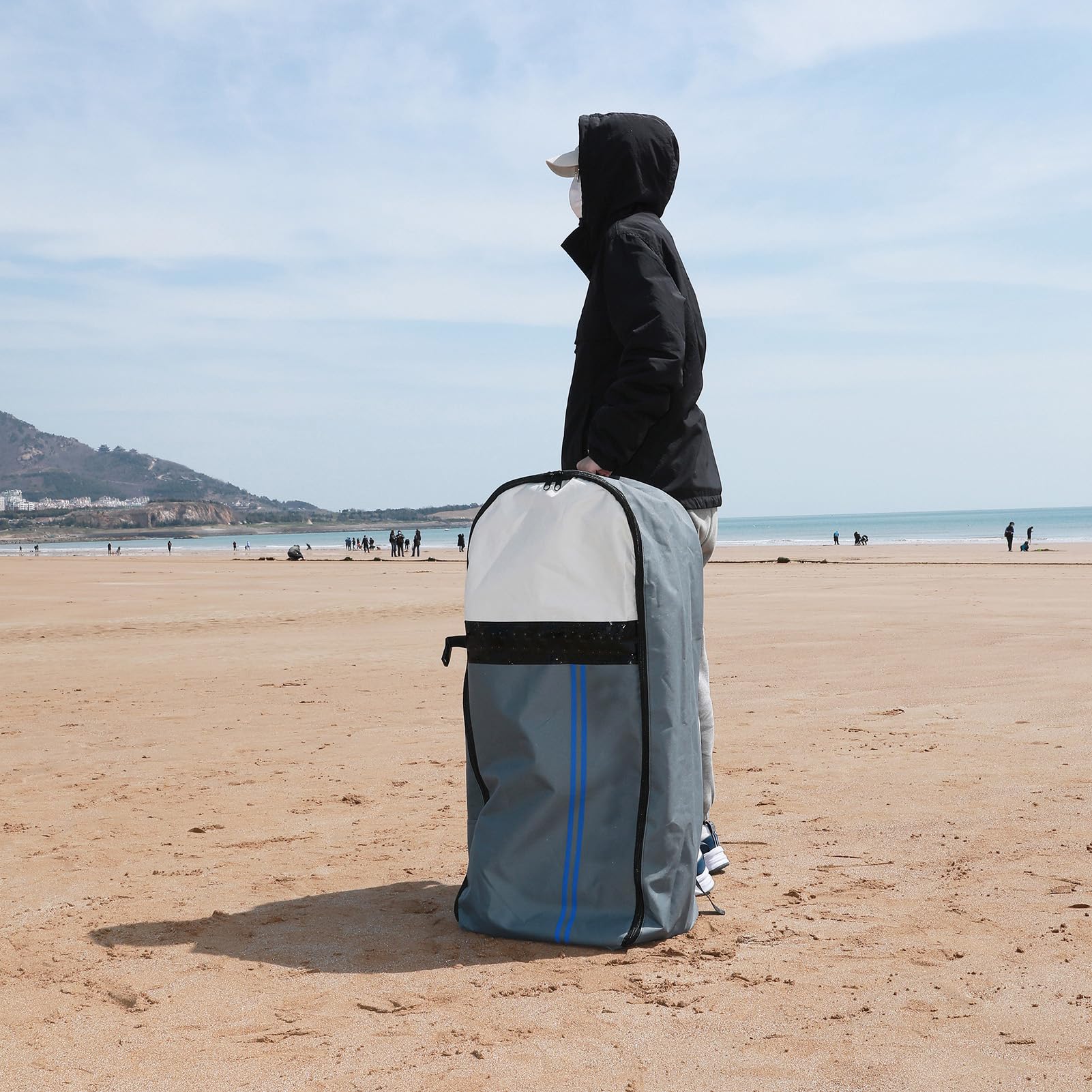 Kavolet Sac à dos pour planche de surf, sac de paddle gonflable, sac à dos de voyage, sac de transport avec fermeture éclair
