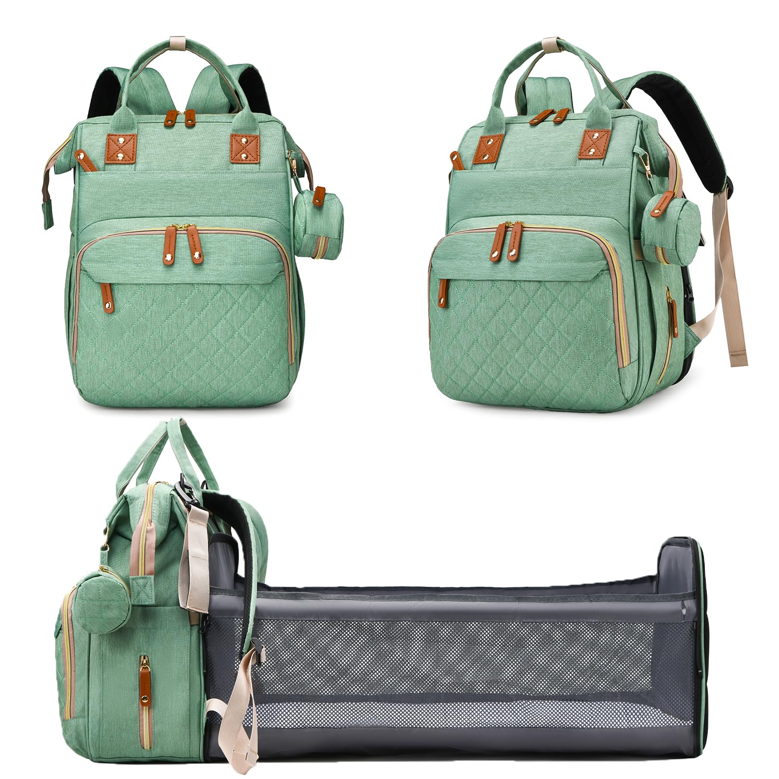 Diaper Bag with Changing Station, Baby Backpack with Foldable Changing Pad
