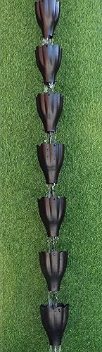 Miniatura 6 de KAM Home - Cadena de lluvia de aluminio festoneada XL (8.5 pies) con adaptador de canalón de pernos para instalación de cadena de lluvia, estándar