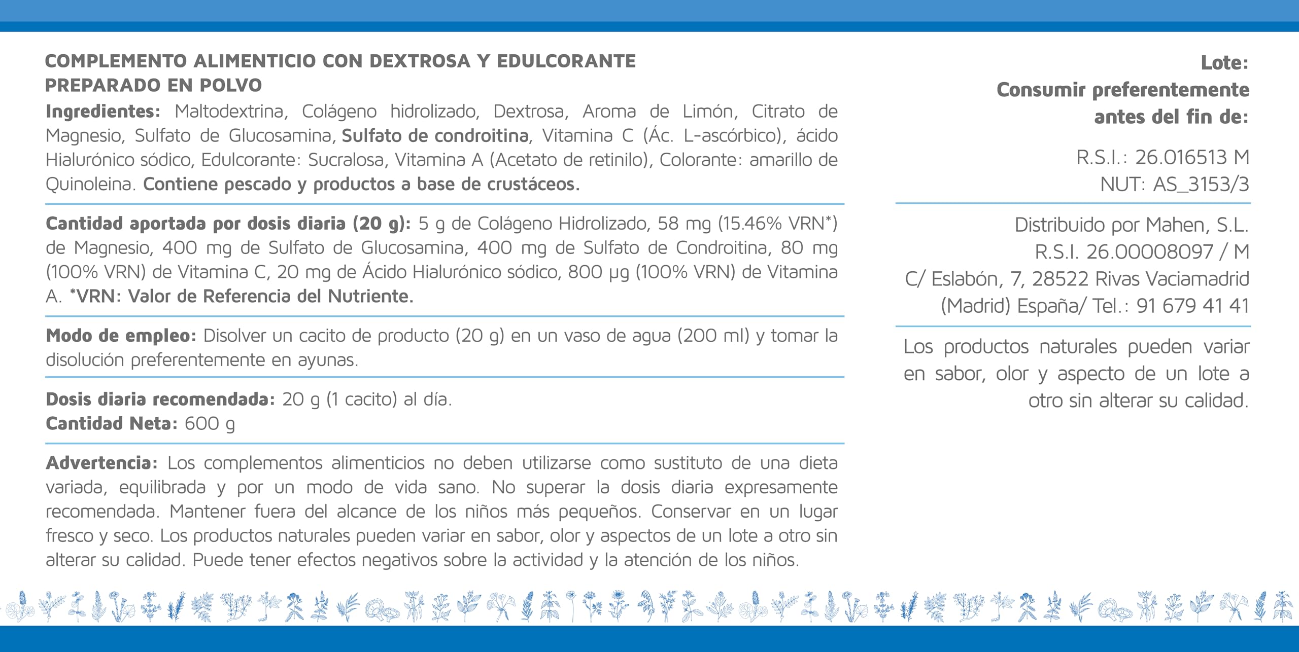 Laboratorios Mahen Just Podium Colagenium 600, Colágeno Hidrolizado + Magnesio + Ácido Hialurónico + Vitamina C + Vitamina a + 100% Natural, Sabor Limón, 600 g (Paquete de 2)