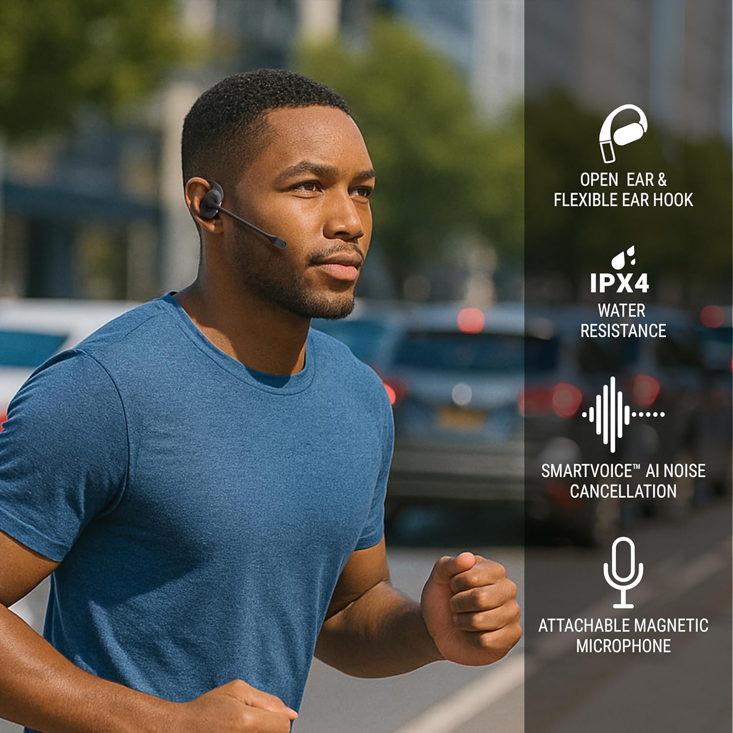 Emerson NoiseZero Open-Ear Earphones w/Charging Case, Smart AI 100dB ENC Microphone Cancelling 99.999% Noise, Max Privacy, Wireless Bluetooth Earbuds, IPX4, Gym, Work, Travel - Black - Image 7