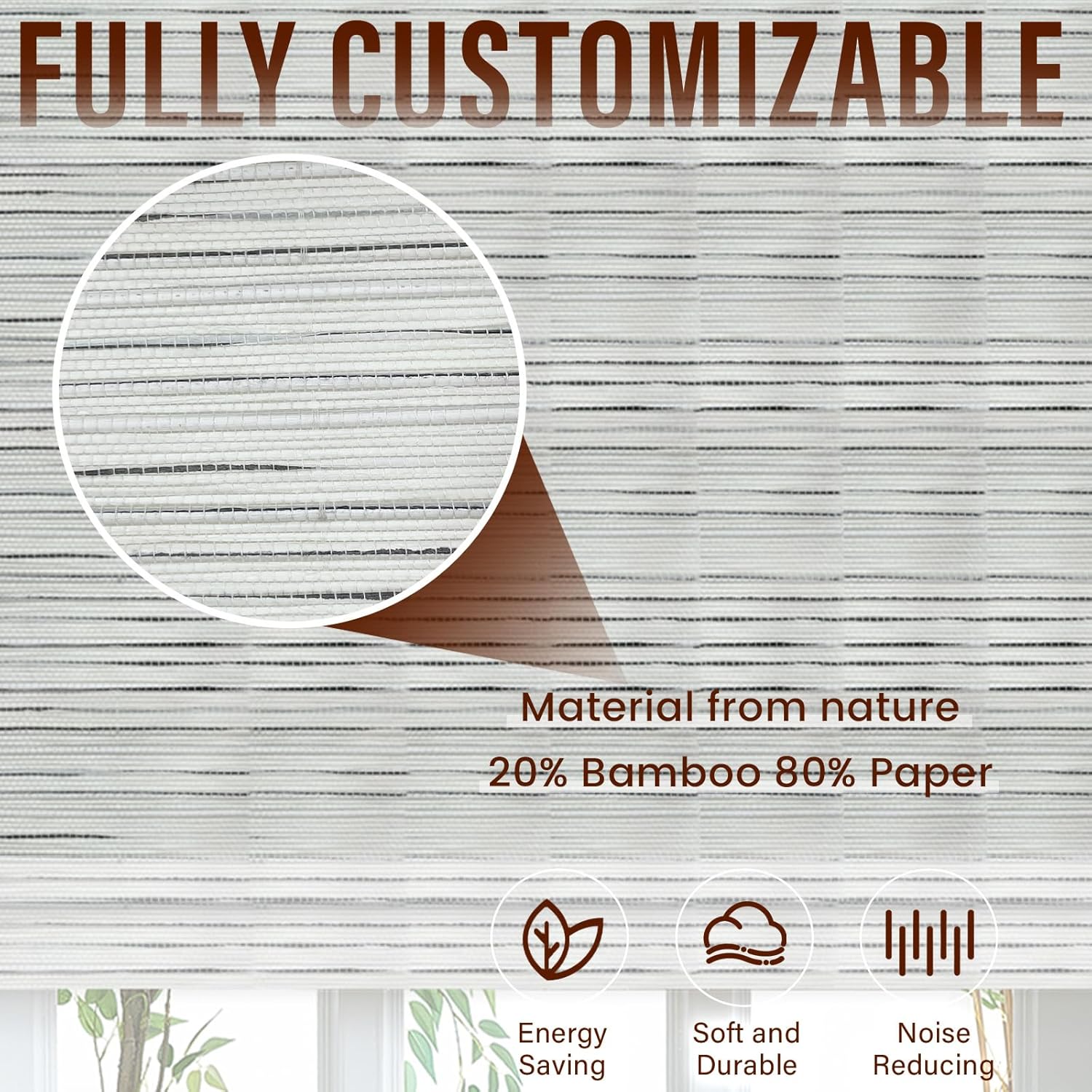 Bamboo Shades No Tools Required,Custom Blinds for Windows and Doors