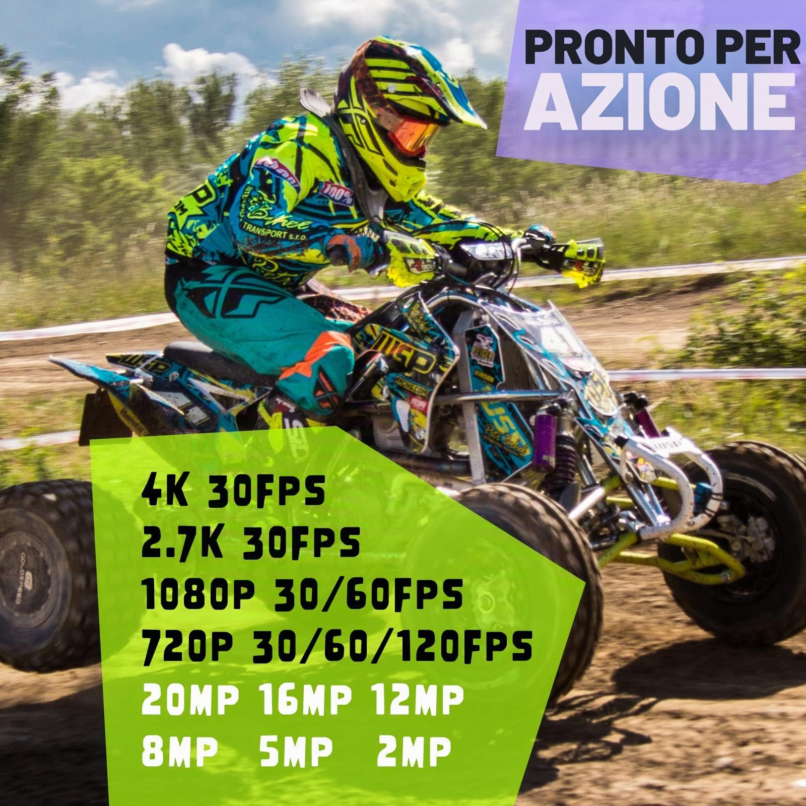 Action Cam, 20MP Action cam 4K con touch screen,angolo di visione regolabile, impermeabile fino a 40m sotto l'acqua.