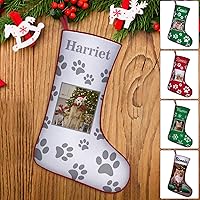 Vista 38 de Medias de Navidad para perros personalizadas con foto de nombre, regalos de decoración de calcetines de Navidad personalizados para mascotas