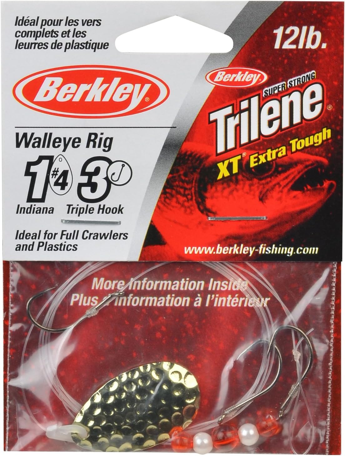 Berkley WRTHI4-HGLD Walleye Rig with Triple Hook, Hammered Gold, 42-Inch
