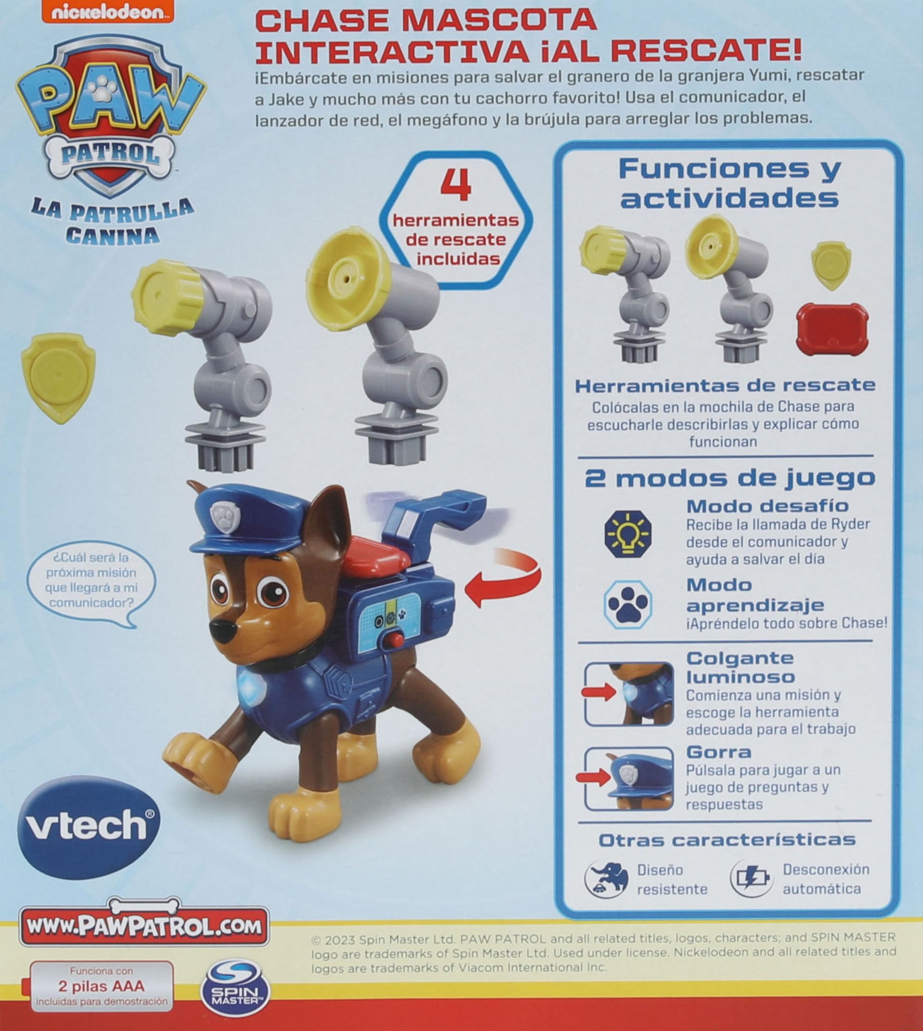 VTech - Chase Mascota interactiva ¡Al Rescate! Juguete para niños +3 años, Completa Las misiones de Rescate, Versión ESP