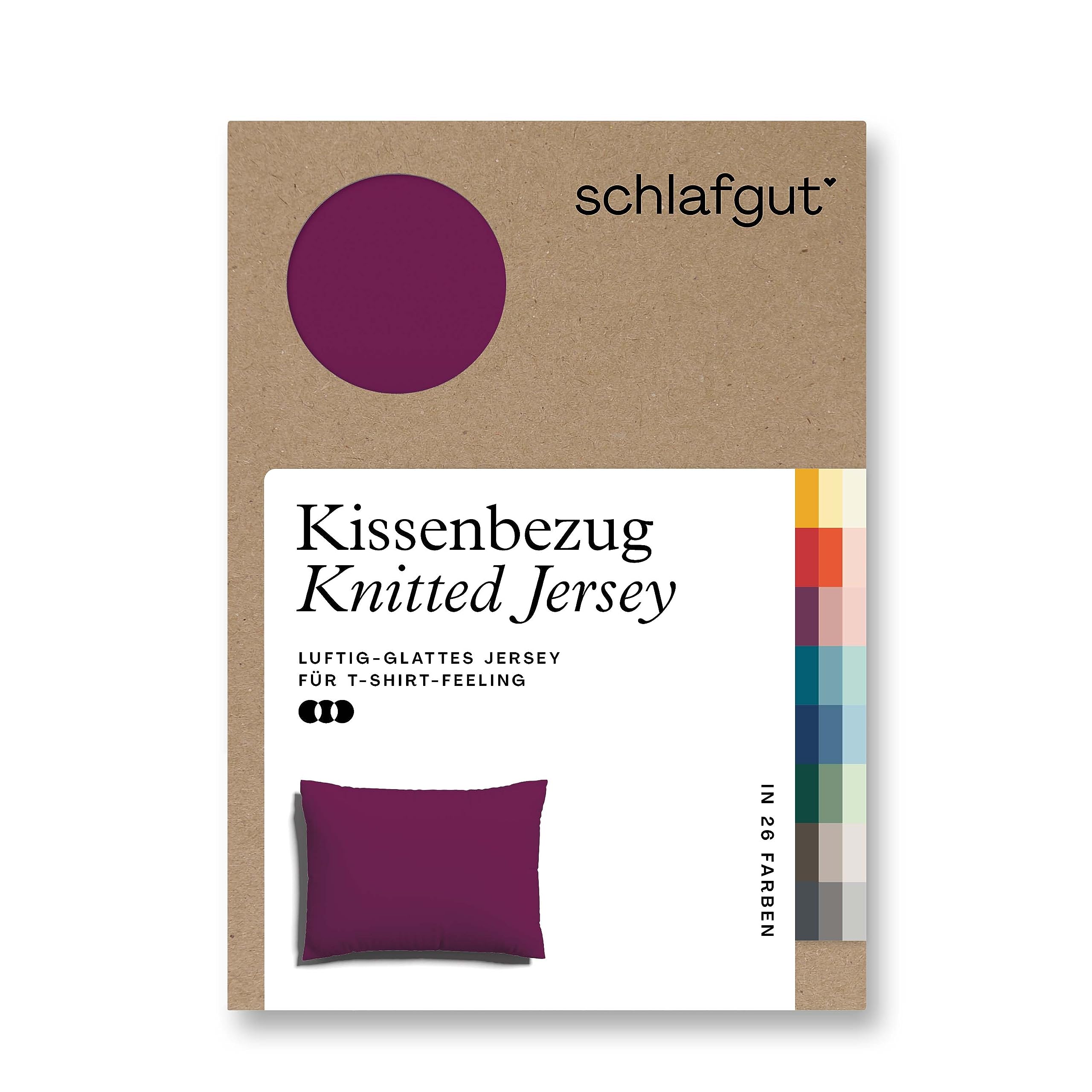 schlafgut Knitted Jersey Kissenbezug 70x90 cm Purple Deep Uni weicher Premium Kopfkissenbezug einzeln, faltenfrei mit Elasthan