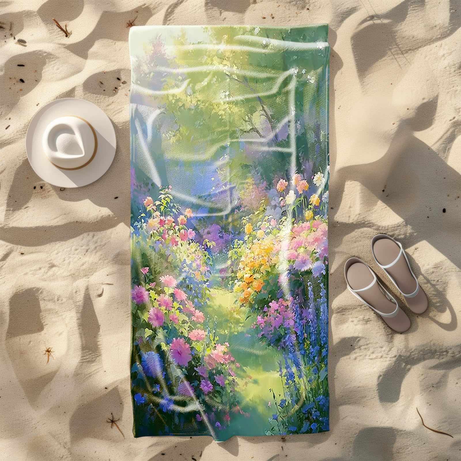 Generico Telo Mare Microfibra 200X100 Fiori Gialli Viola Asciugatura Rapida Telo da Spiaggia Sabbia Per Donna Uomo Viaggi Vacanze Nuoto Campeggio