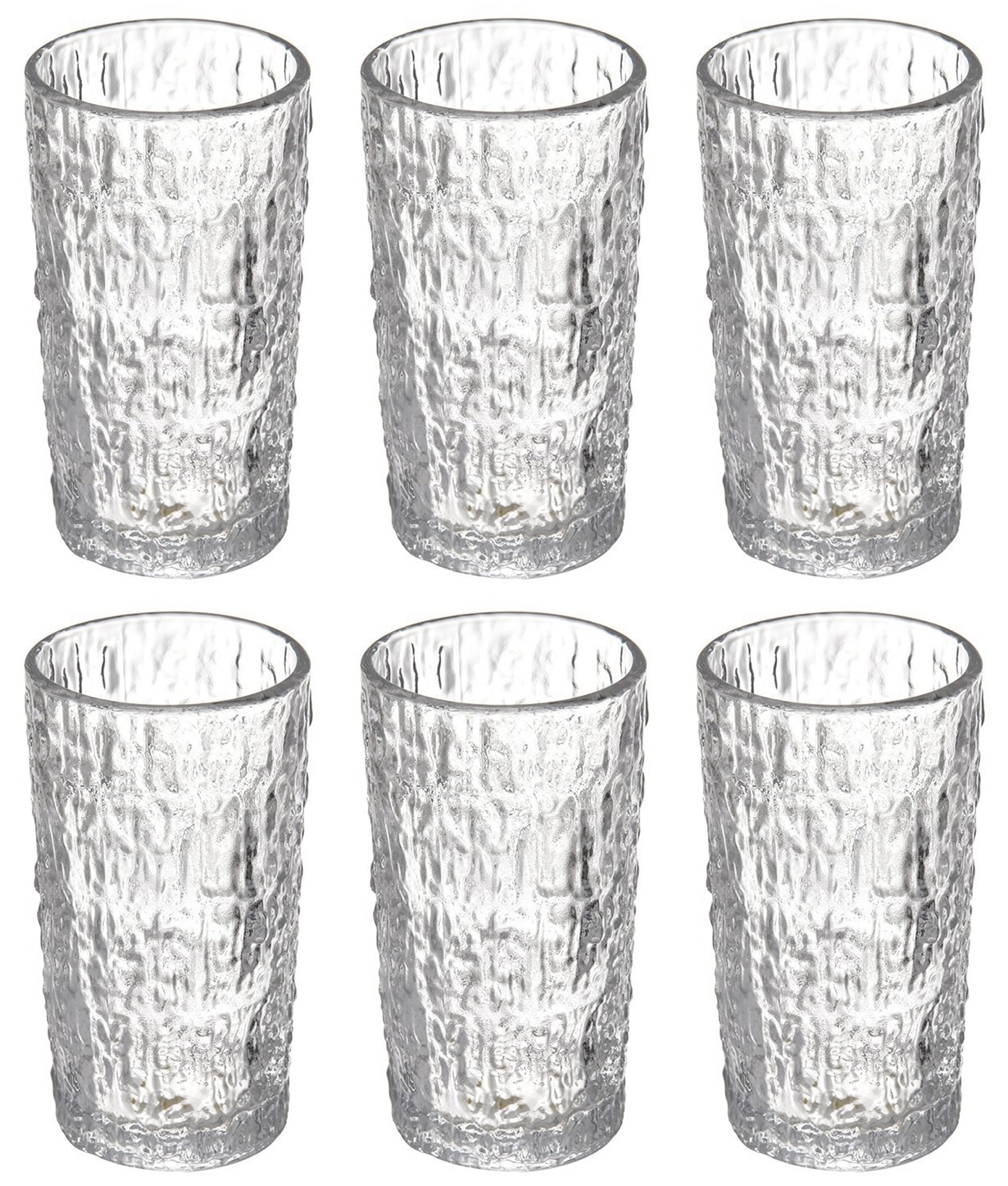 HALAYAYA6 Pieces Glasses Cups Drinking Glasses Tumblers Vintage Glassware Set for Juice, Beverages, Beer, Cocktail (B(280ml))