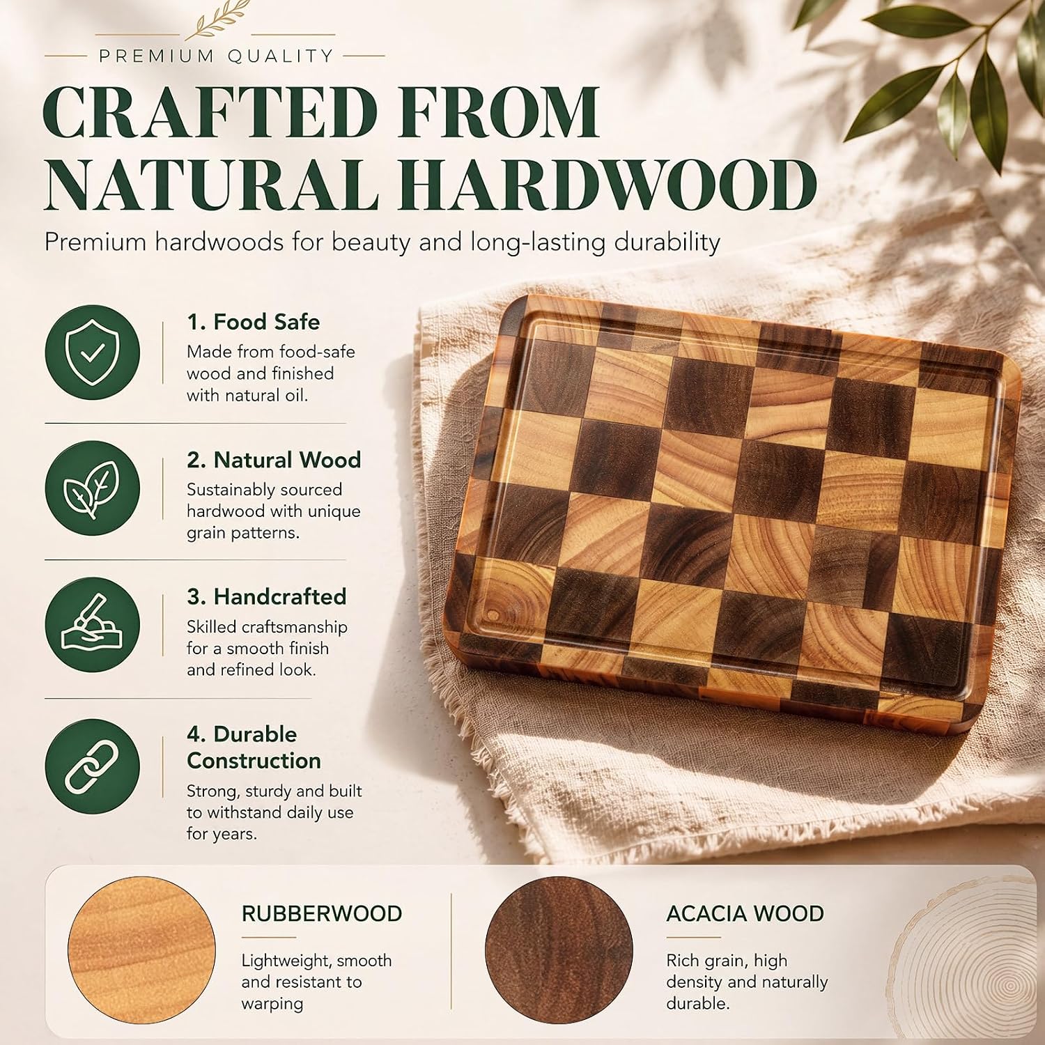 Ziliny 2 Pcs Small Cutting Board Set 8 x 6 Inch Mini Checkered Cutting Wooden Board with Juice Groove for Kitchen, Fruits, Vegetables, Cheese, Charcuterie, Camping and Gifts