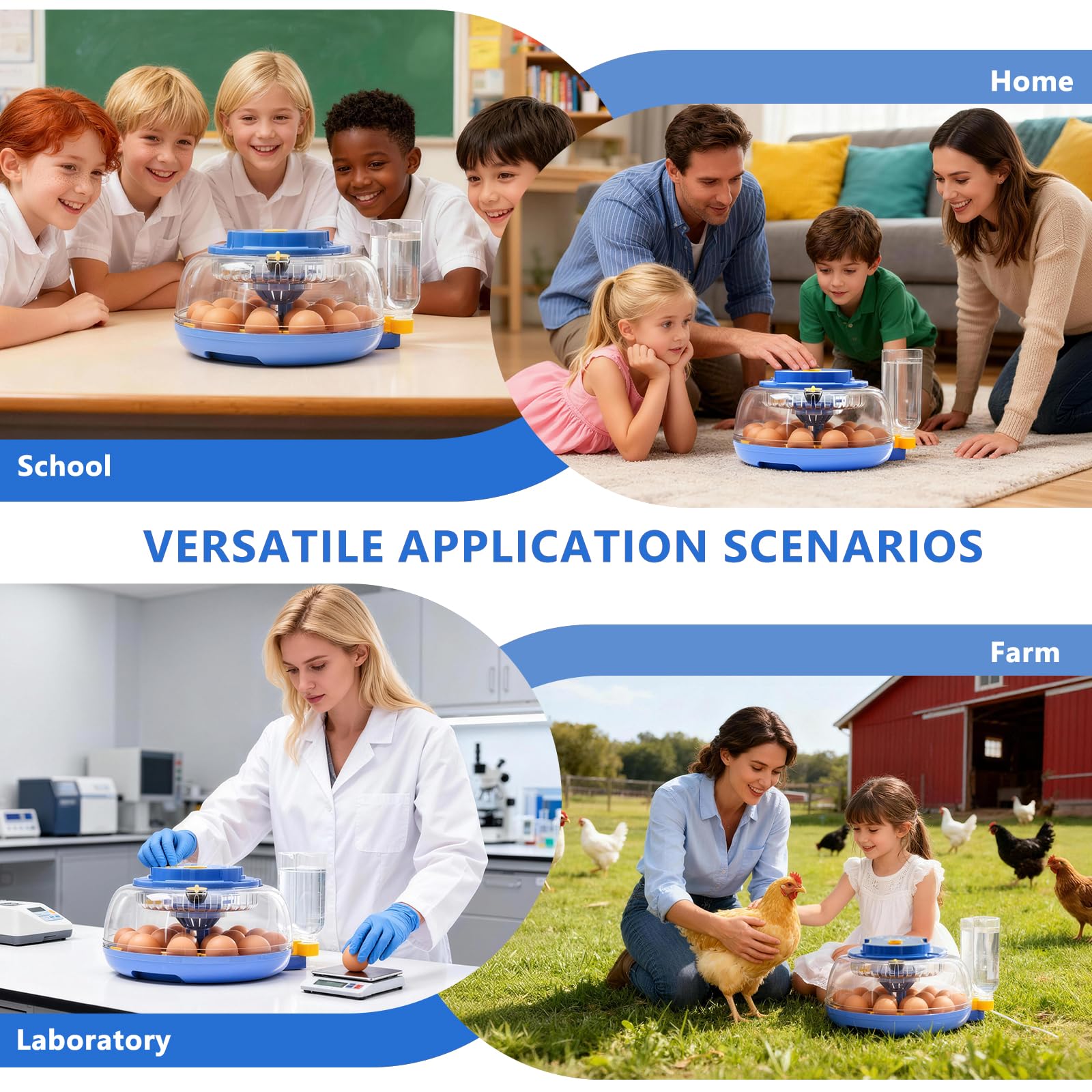 Incubatrice per uova da cova - Capacità 18 uova, incubatrice per uova con rotazione automatica delle uova e controllo della temperatura, incubatrice per pollo, anatra, oca, quaglia, vista completa a