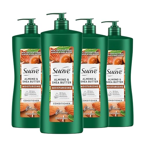 Suave Acondicionador hidratante con almendras y manteca de karité 100% natural, acondiciona y desenreda profundamente el cabello seco y dañado para